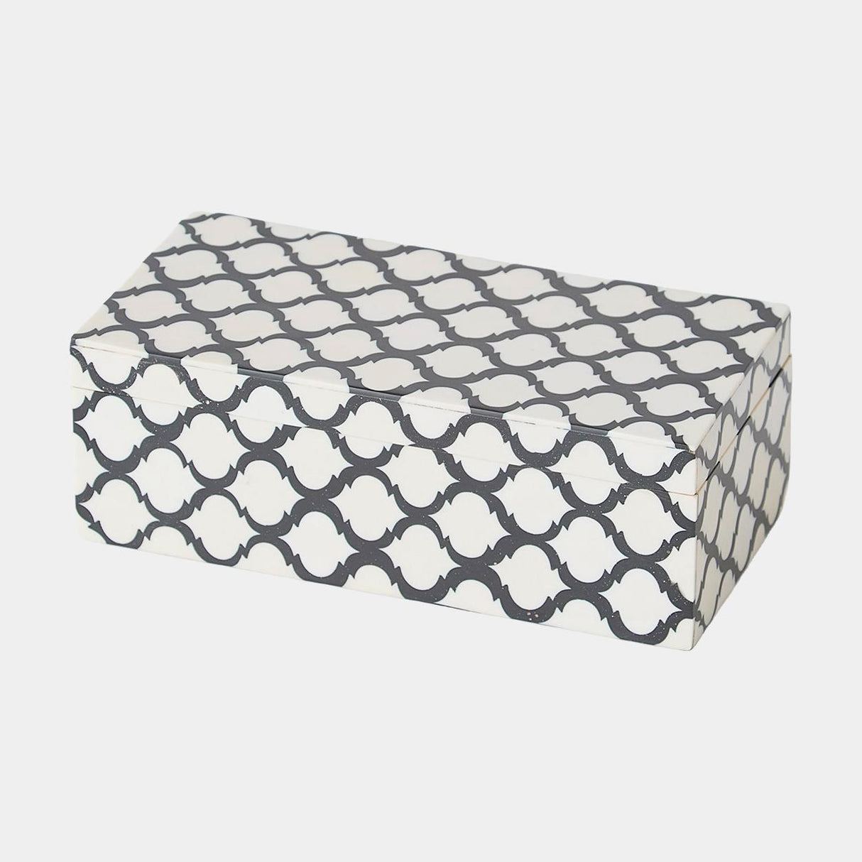 Surya GV Moroccan Moroccan Resin Box-Black/White-Sm 3"H x 4"W x 8"D Box