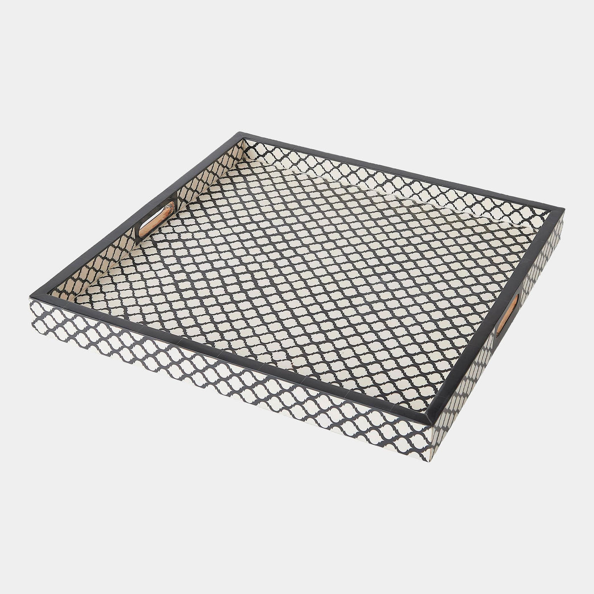 Surya GV Moroccan Moroccan Resin Square Tray-Black/White 2"H x 24"W x 24"D Decorative Tray
