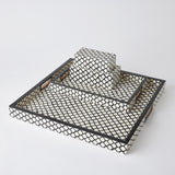 Surya GV Moroccan Moroccan Resin Rectangular Tray-Black/White 2"H x 12"W x 18"D Decorative Tray