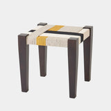 Surya GV Fiori Fiori Jute Stool-Black/Gray/White/Yellow 18"H x 18"W x 18"D Bench/Ottoman/Stool