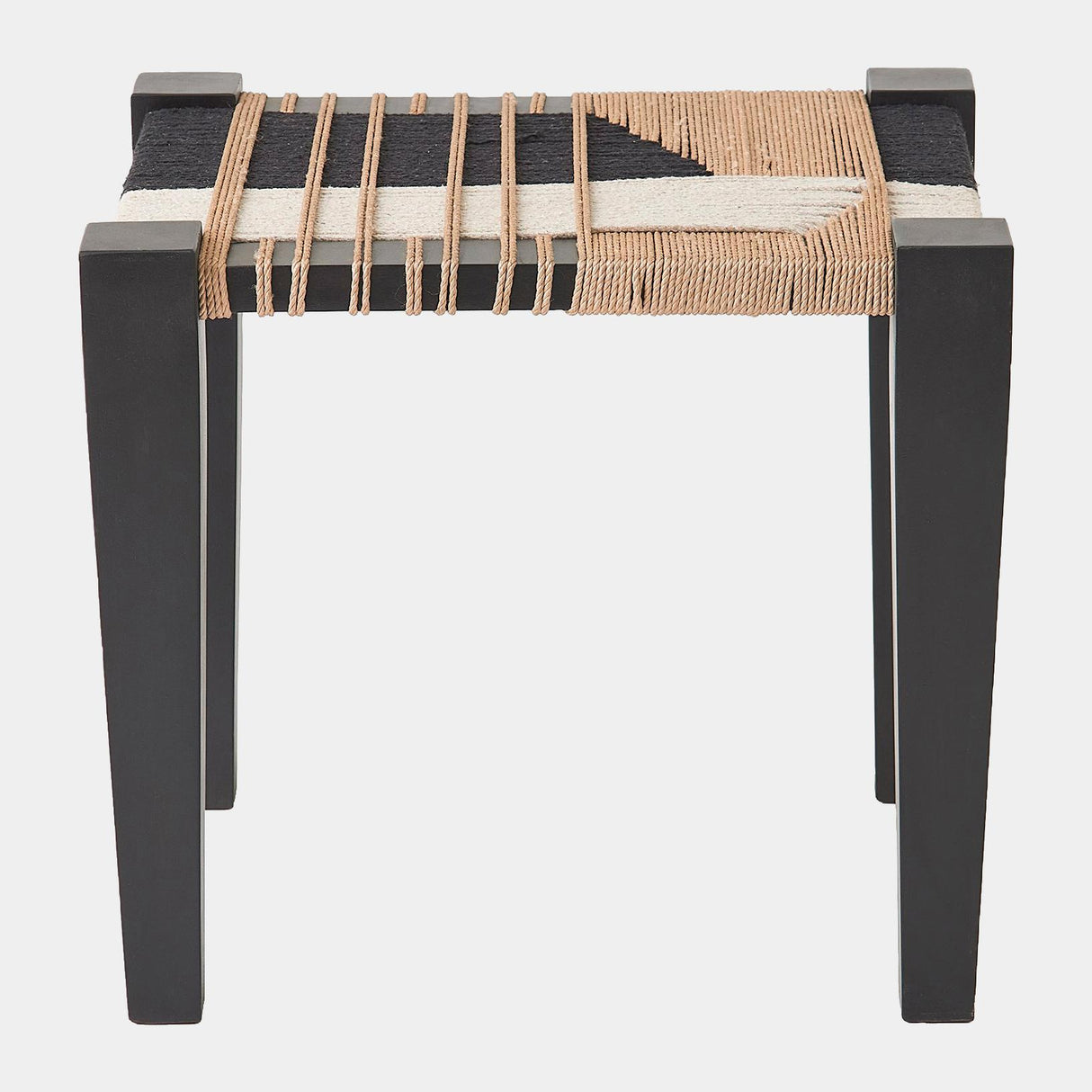 Surya GV Fiori Fiori Jute Stool-Black/White/Natural 18"H x 20"W x 17"D Bench/Ottoman/Stool