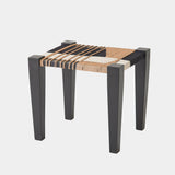 Surya GV Fiori Fiori Jute Stool-Black/White/Natural 18"H x 20"W x 17"D Bench/Ottoman/Stool