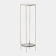 Surya GV Nicky Nicky Iron Pedestal Table-Nickel w/Black Marble 36"H x 12"W x 12"D Accent Table