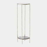 Surya GV Nicky Nicky Iron Pedestal Table-Nickel w/Black Marble 36"H x 12"W x 12"D Accent Table
