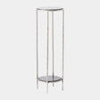 Surya GV Nicky Nicky Iron Pedestal Table-Nickel w/Black Marble 32"H x 11"W x 11"D Accent Table
