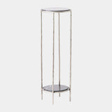 Surya GV Nicky Nicky Iron Pedestal Table-Nickel w/Black Marble 32"H x 11"W x 11"D Accent Table