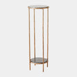 Surya GV Nicky Nicky Iron Pedestal Table-Brass-Black Marble 32"H x 11"W x 11"D Accent Table