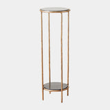 Surya GV Nicky Nicky Iron Pedestal Table-Brass-Black Marble 32"H x 11"W x 11"D Accent Table