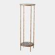 Surya GV Nicky Nicky Iron Pedestal Table-Brass-Black Marble 36"H x 12"W x 12"D Accent Table