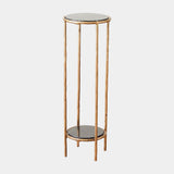 Surya GV Nicky Nicky Iron Pedestal Table-Brass-Black Marble 27"H x 9"W x 9"D Accent Table