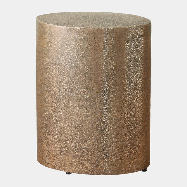 Surya GV Arwen Arwen Texture Drum Table-Antique Brass 19"H x 16"W x 13"D Accent Table