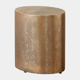 Surya GV Arwen Arwen Texture Drum Table-Antique Brass 15"H x 14"W x 12"D Accent Table