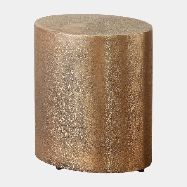 Surya GV Arwen Arwen Texture Drum Table-Antique Brass 15"H x 14"W x 12"D Accent Table
