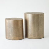 Surya GV Arwen Arwen Texture Drum Table-Antique Brass 15"H x 14"W x 12"D Accent Table