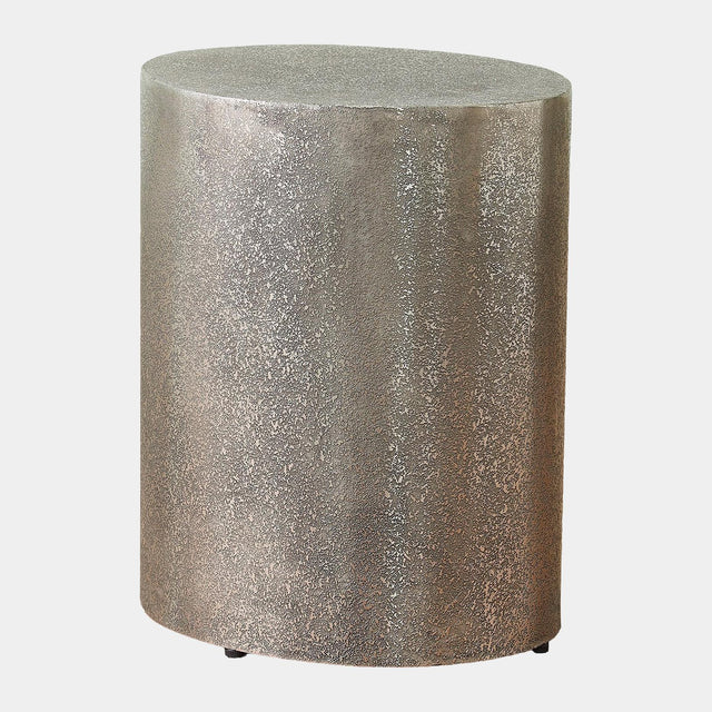 Surya GV Arwen Arwen Texture Drum Table-Antique Nickel 19"H x 16"W x 13"D Accent Table