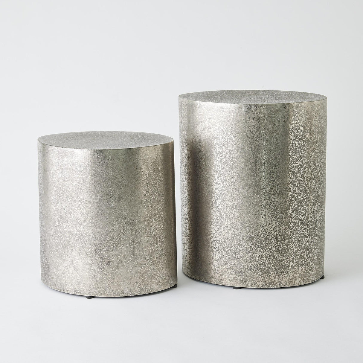 Surya GV Arwen Arwen Texture Drum Table-Antique Nickel 15"H x 14"W x 12"D Accent Table
