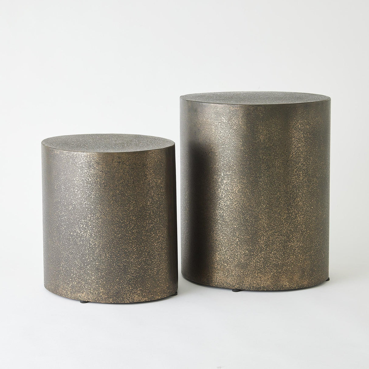 Surya GV Arwen Arwen Texture Drum Table-Champagne 15"H x 14"W x 12"D Accent Table