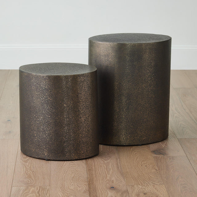 Surya GV Arwen Arwen Texture Drum Table-Champagne 19"H x 16"W x 13"D Accent Table