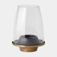 Surya GV Theo Theo Contemporary Hurricane-Black/Brass 11"H x 7"W x 7"D Candleholder/Candle