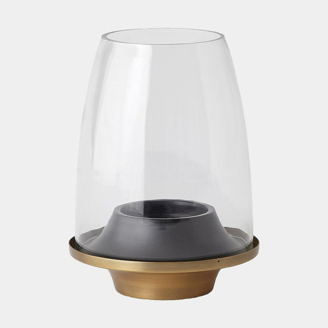 Surya GV Theo Theo Contemporary Hurricane-Black/Brass 11"H x 7"W x 7"D Candleholder/Candle