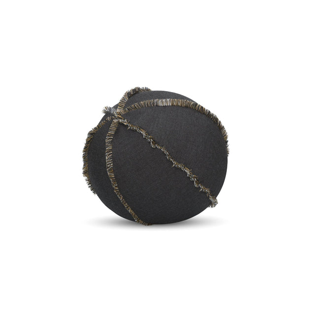 Elaine Smith Micro Fringe Carbon Orb Black 12" Round Decorative Pillow
