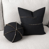 Elaine Smith Micro Fringe Carbon Orb Black 12" Round Decorative Pillow