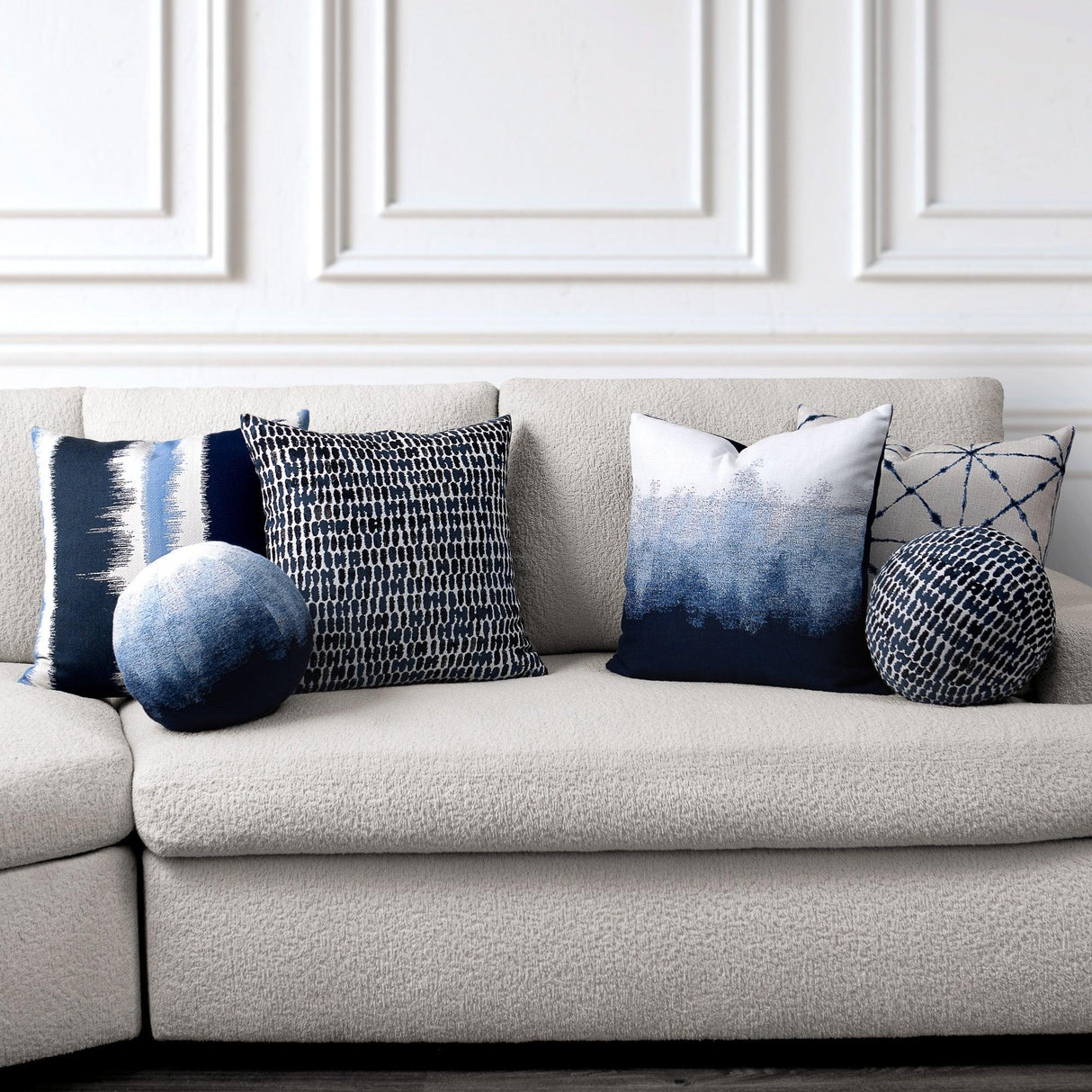 Elaine Smith Thumbprint Indigo Orb Deep Blue 12" Round Decorative Pillow