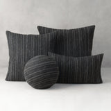 Elaine Smith Luxe Stripe Charcoal Orb Black 12" Round Decorative Pillow