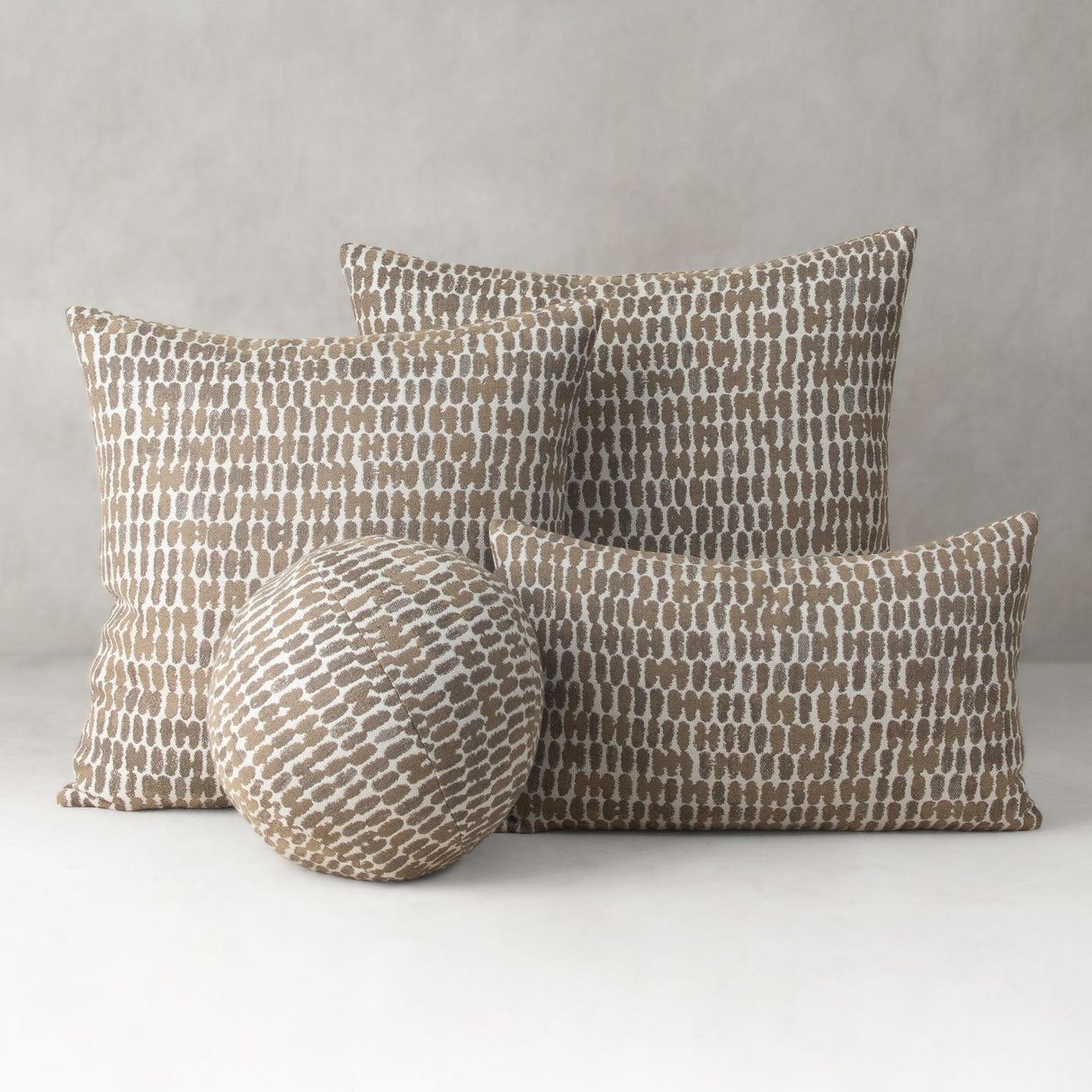 Elaine Smith Thumbprint Latte Orb Beige 12" Round Decorative Pillow
