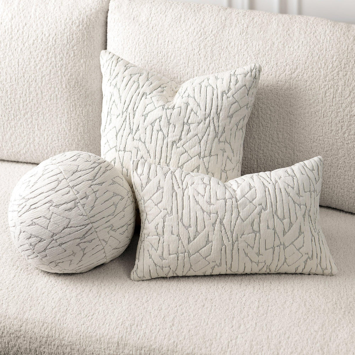 Elaine Smith Synchronize Ivory Orb Ivory 12" Round Decorative Pillow