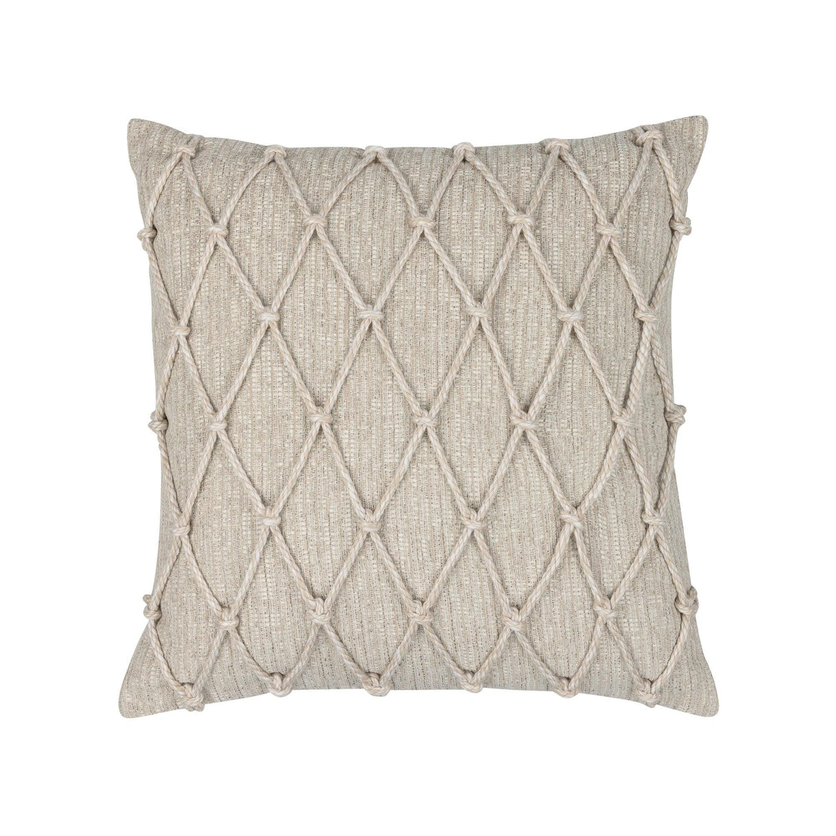 Elaine Smith Macrame Fawn Beige 20"x20" Decorative Pillow