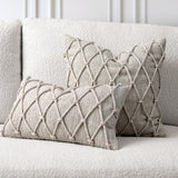 Elaine Smith Macrame Fawn Beige 20"x20" Decorative Pillow