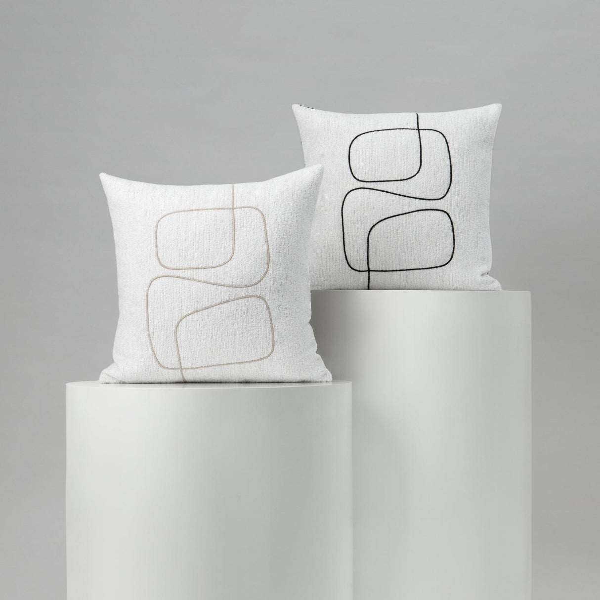 Elaine Smith Linear Luxe Oyster White 20"x20" Decorative Pillow