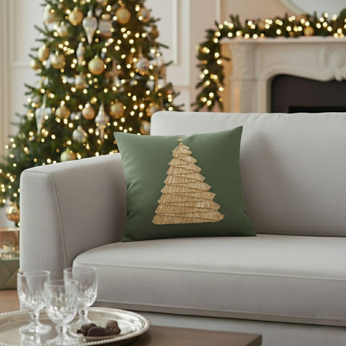 Elaine Smith Fraser Fir Fern Green 20"x20" Decorative Pillow