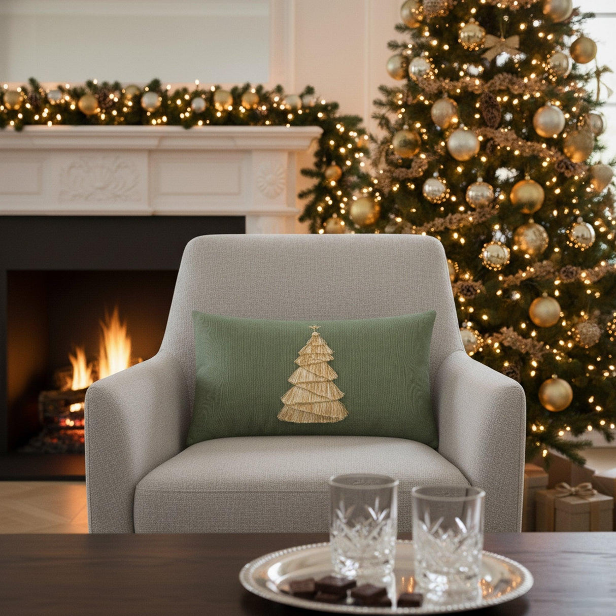 Elaine Smith Fraser Fir Fern Green 12"x20" Decorative Pillow