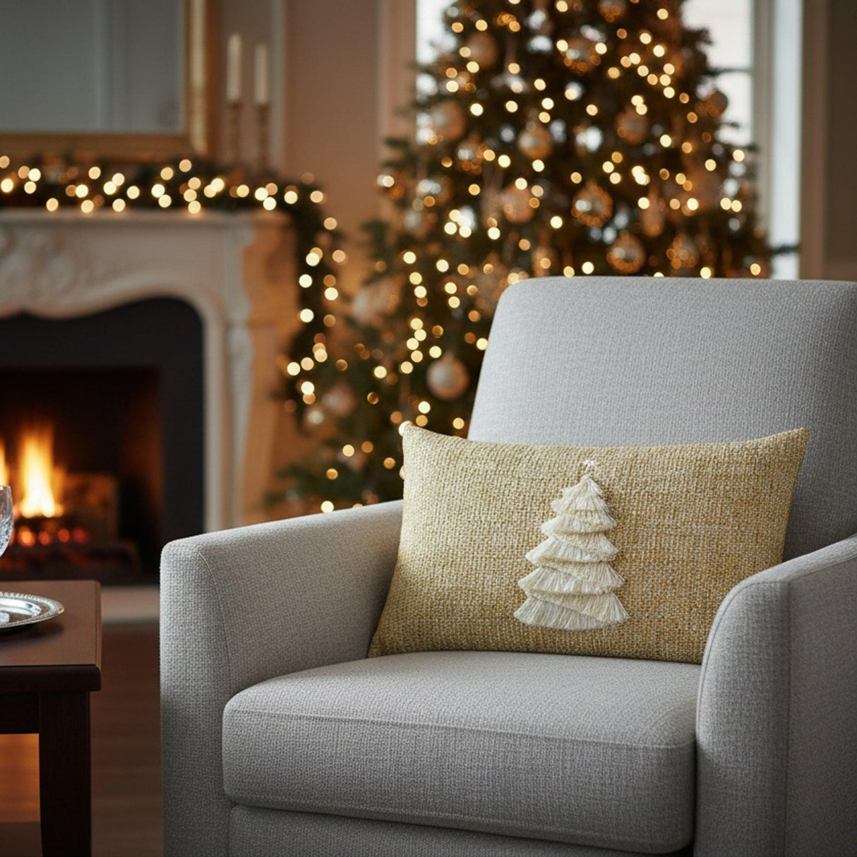 Elaine Smith Fraser Fir Golden Gold 12"x20" Decorative Pillow