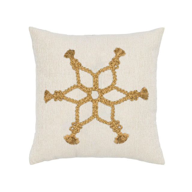 Elaine Smith Snowflake Gold   Decorative Pillow