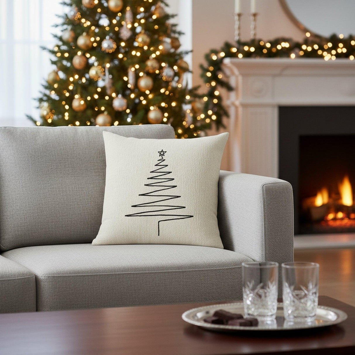 Elaine Smith Silent Night Crema   Decorative Pillow