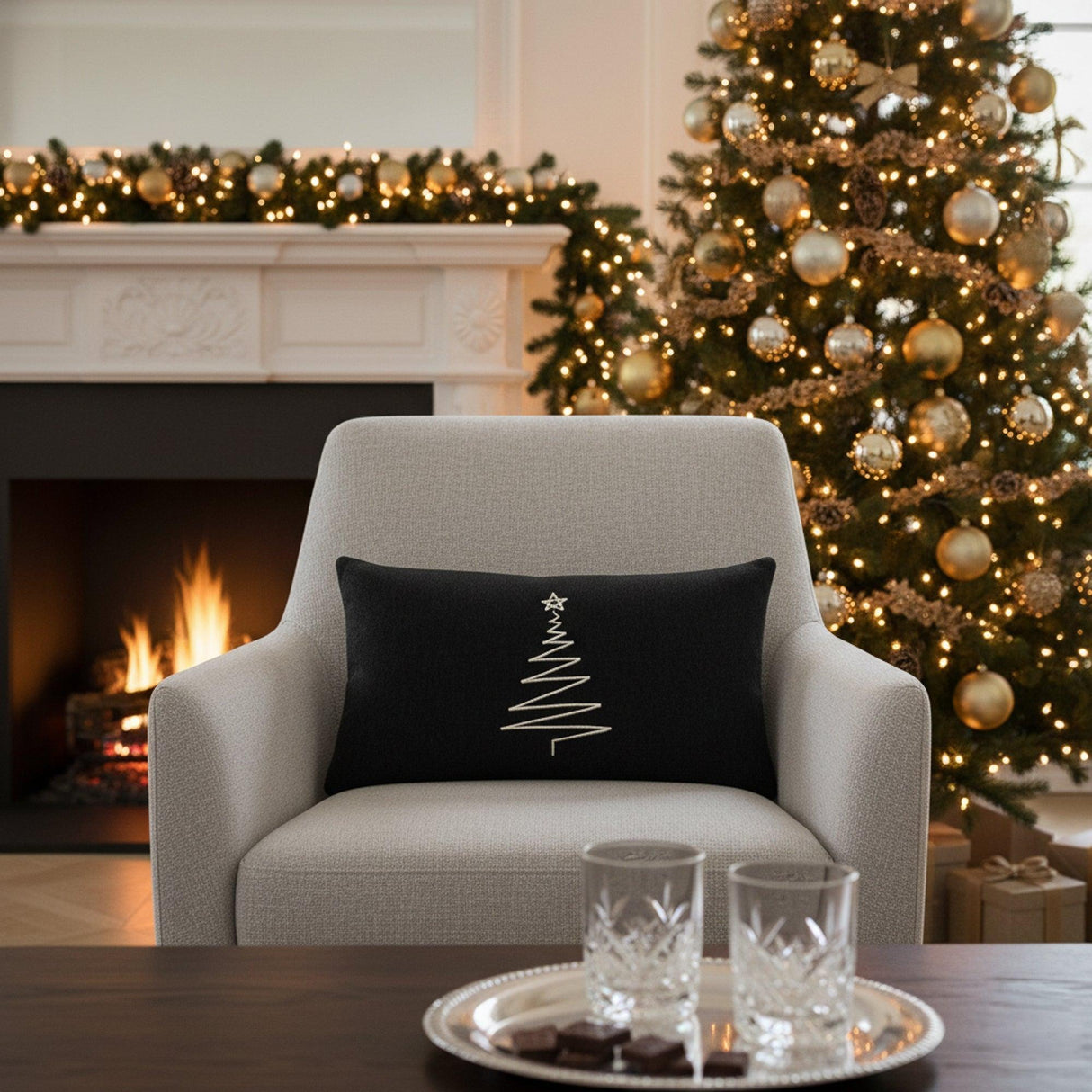 Elaine Smith Silent Night Noir   Decorative Pillow