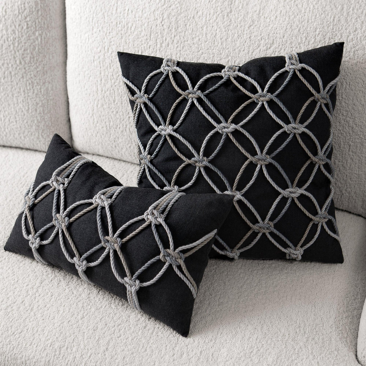 Elaine Smith Carbon Rope Black 12"x20" Decorative Pillow
