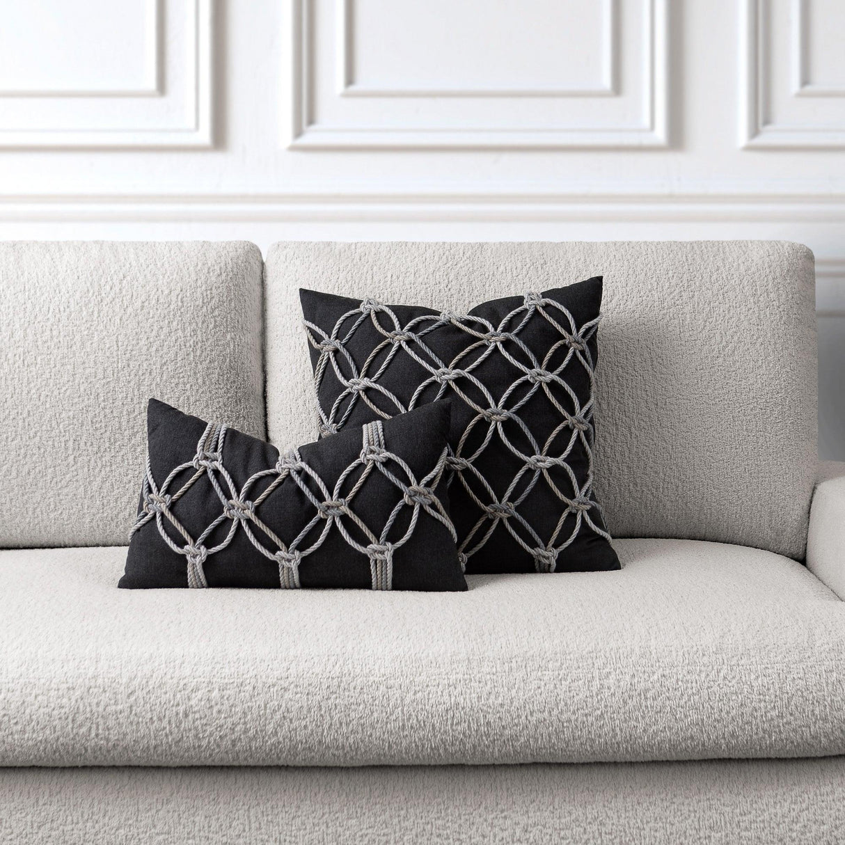 Elaine Smith Carbon Rope Black 12"x20" Decorative Pillow