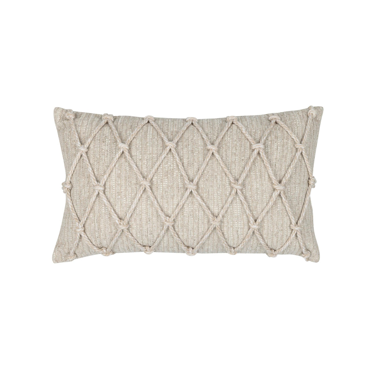 Elaine Smith Macrame Fawn Beige 12"x20" Decorative Pillow