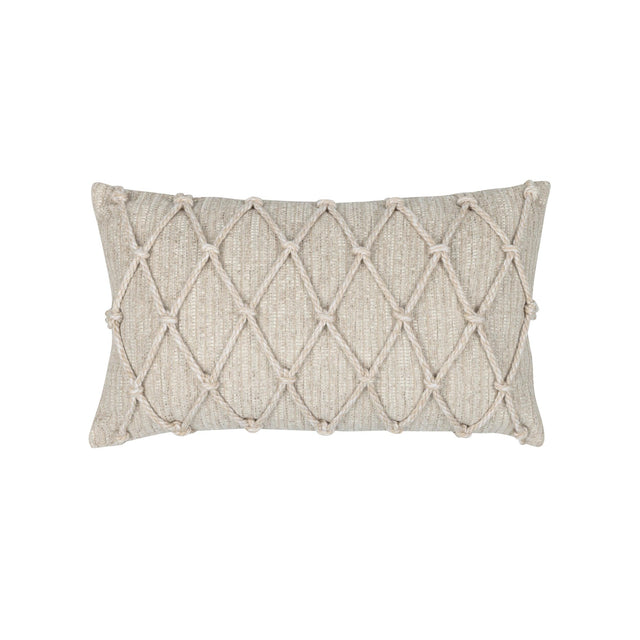 Elaine Smith Macrame Fawn Beige 12"x20" Decorative Pillow