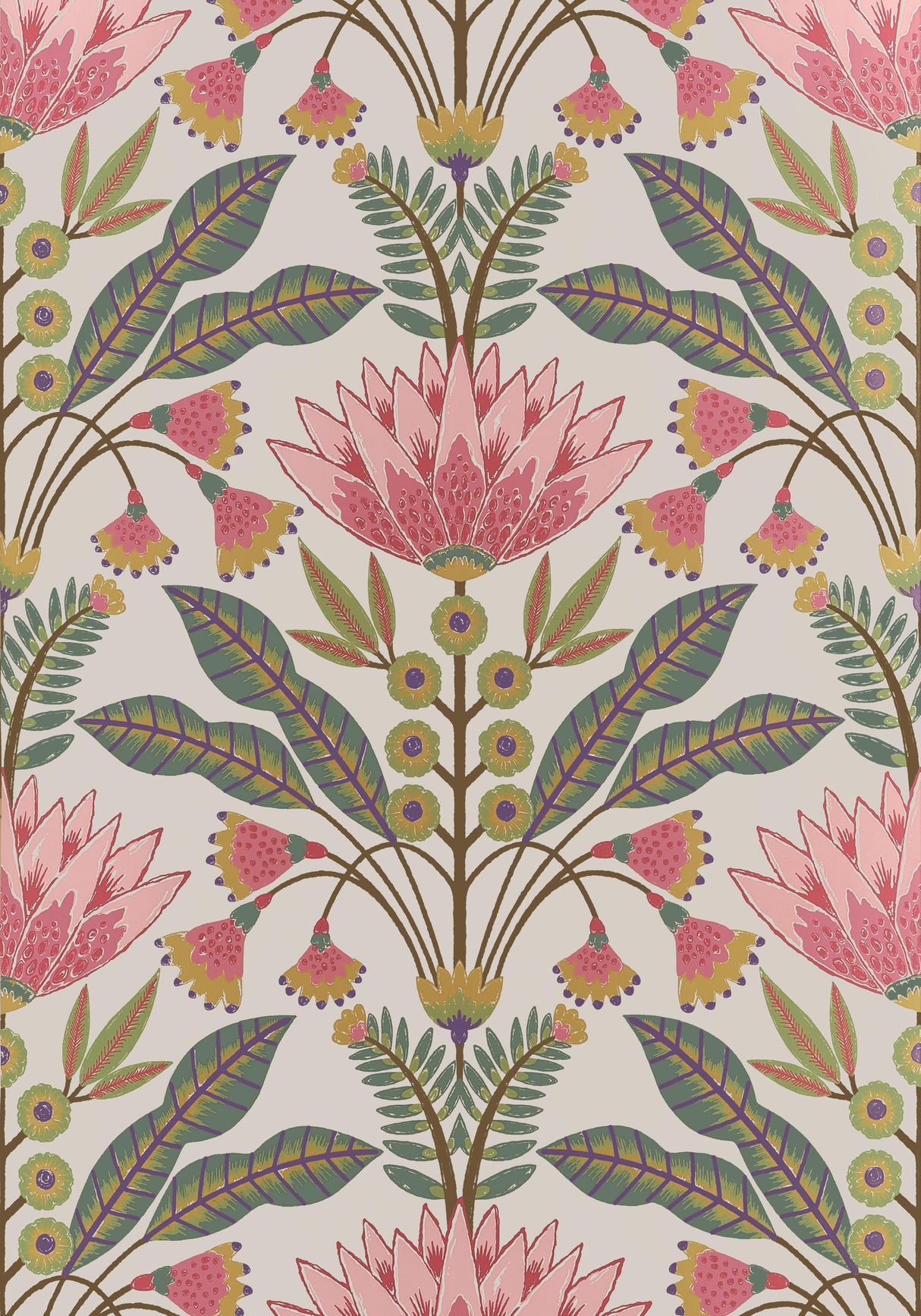 Thibaut Lotus Cranberry Wallpaper