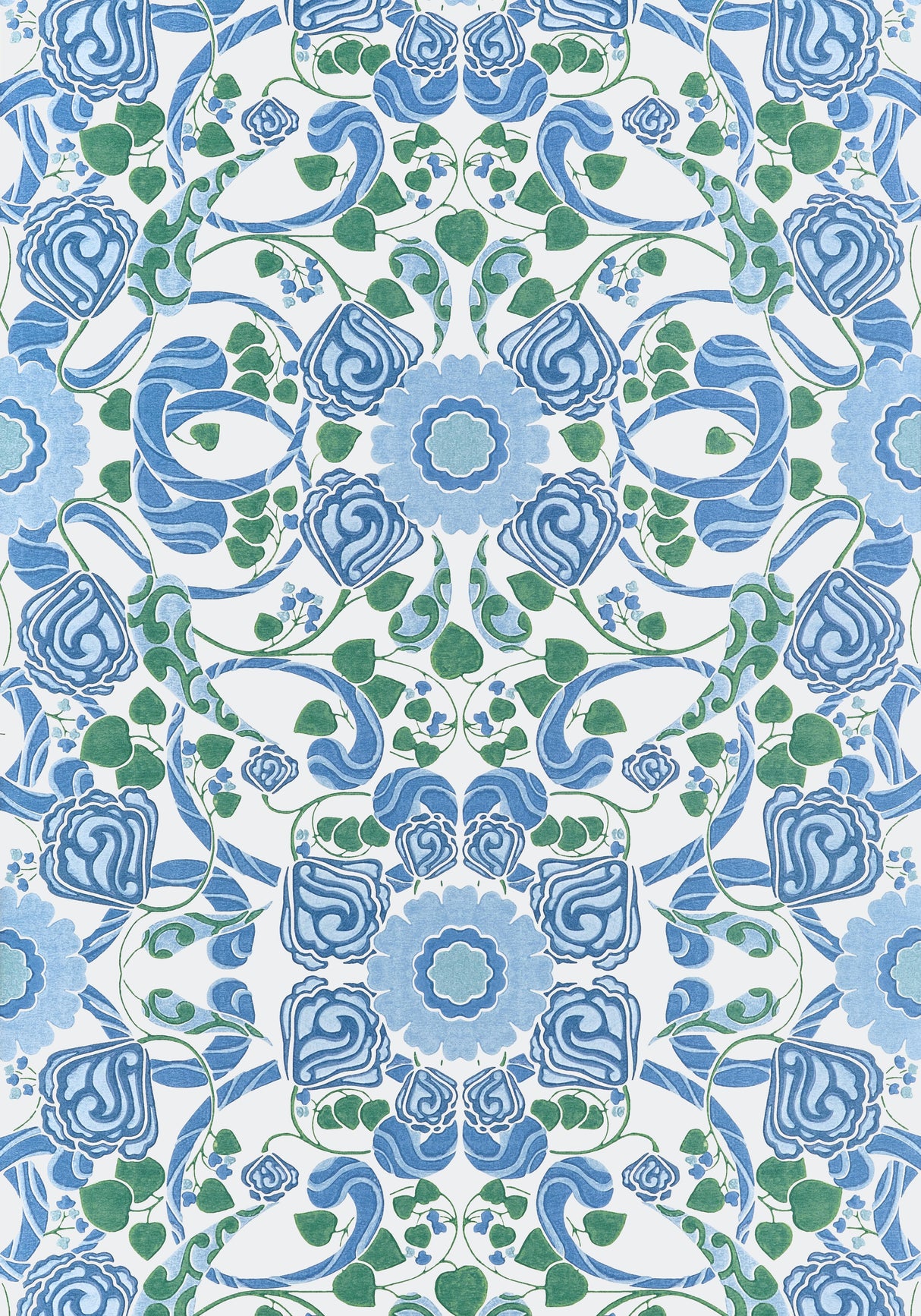 Thibaut Margaux Blue And Green Wallpaper