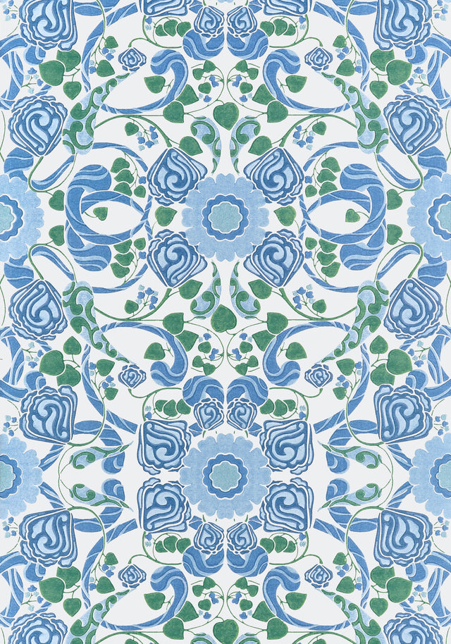 Thibaut Margaux Blue And Green Wallpaper