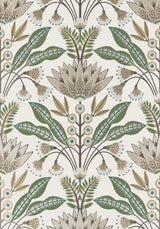 Thibaut Lotus Green And Beige Wallpaper