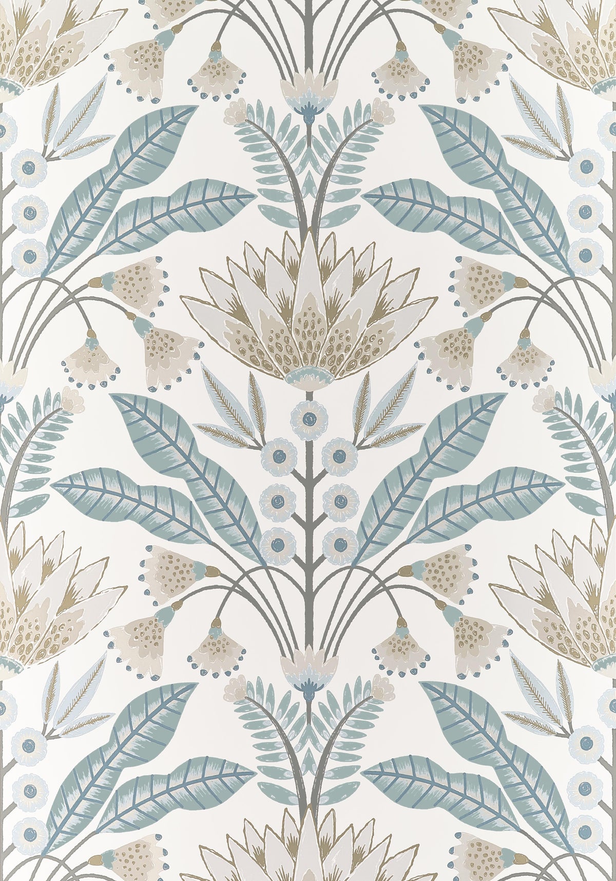 Thibaut Lotus Spa Blue Wallpaper