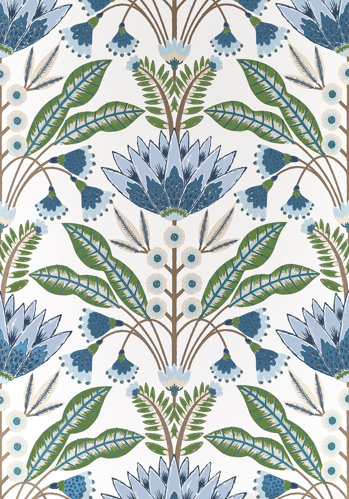 Thibaut Lotus Blue And Green Wallpaper