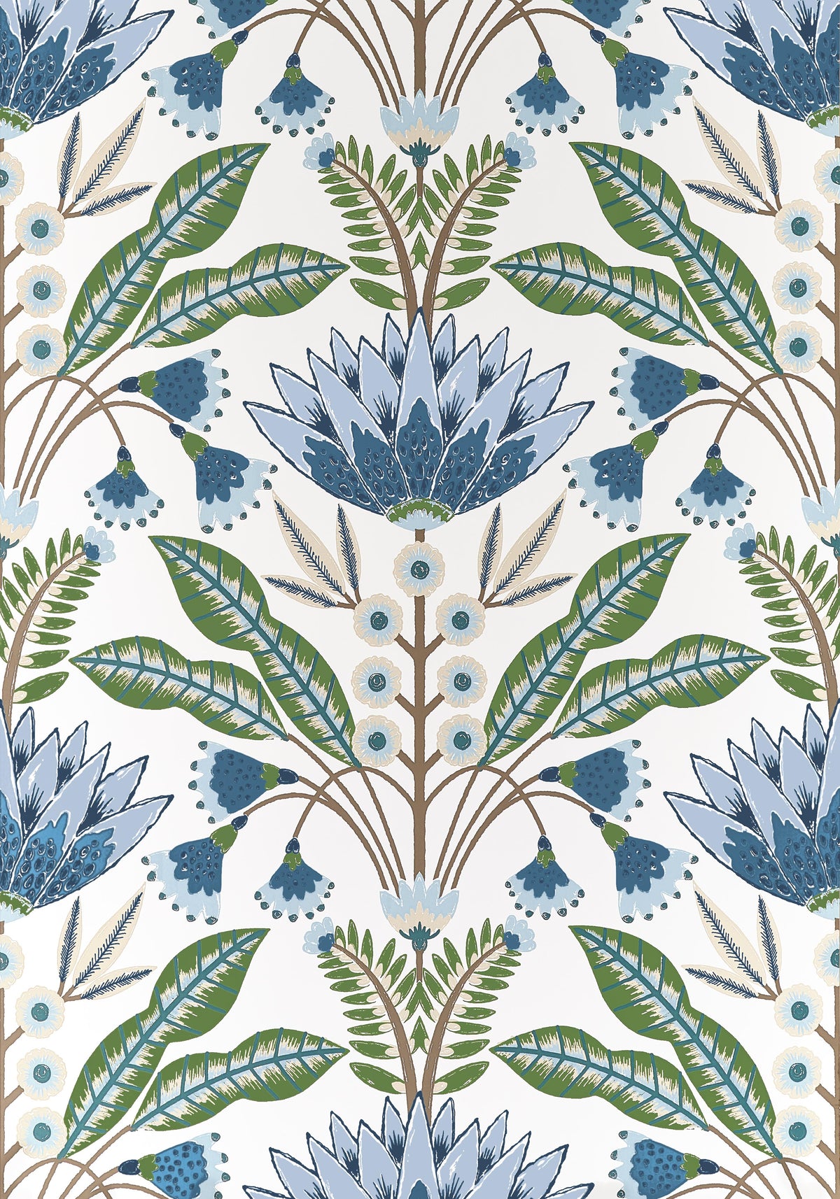 Thibaut Lotus Blue And Green Wallpaper